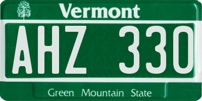 VT license plate AHZ330