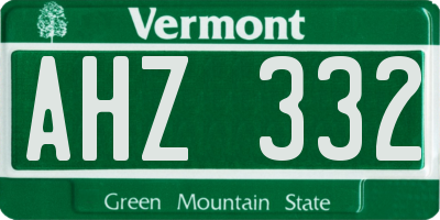 VT license plate AHZ332