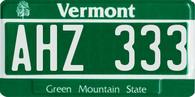 VT license plate AHZ333