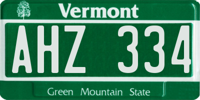 VT license plate AHZ334
