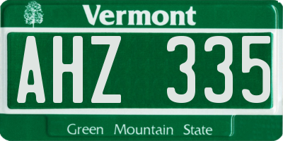 VT license plate AHZ335