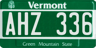 VT license plate AHZ336