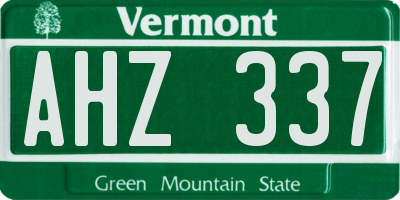 VT license plate AHZ337