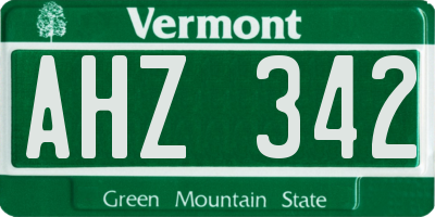 VT license plate AHZ342