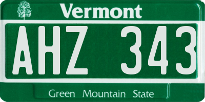 VT license plate AHZ343