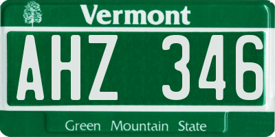 VT license plate AHZ346