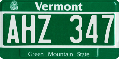 VT license plate AHZ347