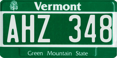 VT license plate AHZ348