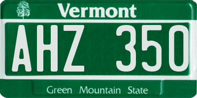 VT license plate AHZ350