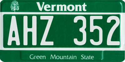 VT license plate AHZ352