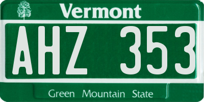 VT license plate AHZ353