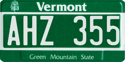 VT license plate AHZ355
