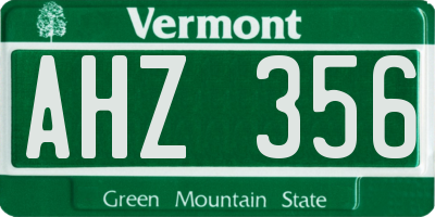 VT license plate AHZ356