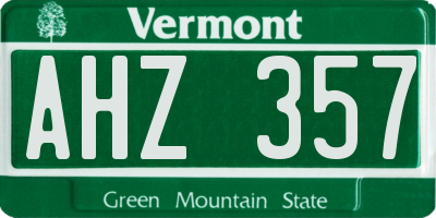VT license plate AHZ357
