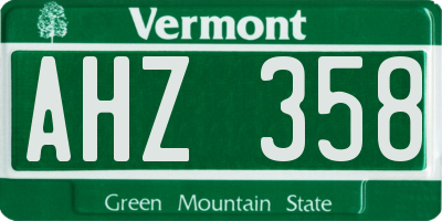 VT license plate AHZ358