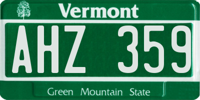 VT license plate AHZ359