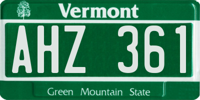 VT license plate AHZ361
