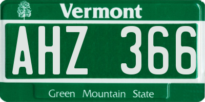 VT license plate AHZ366