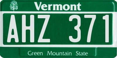 VT license plate AHZ371