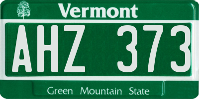 VT license plate AHZ373