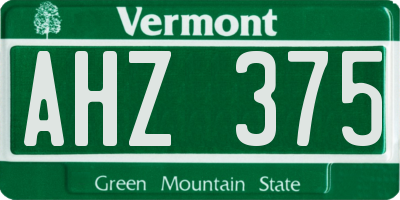 VT license plate AHZ375