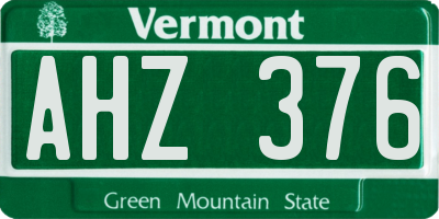 VT license plate AHZ376