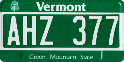 VT license plate AHZ377
