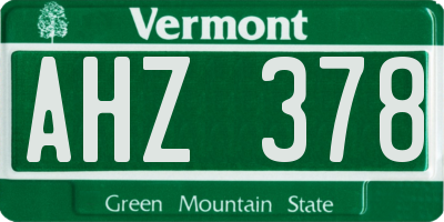 VT license plate AHZ378