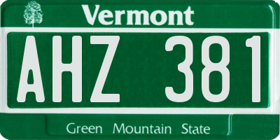 VT license plate AHZ381