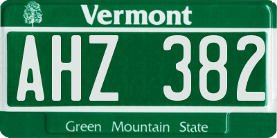 VT license plate AHZ382