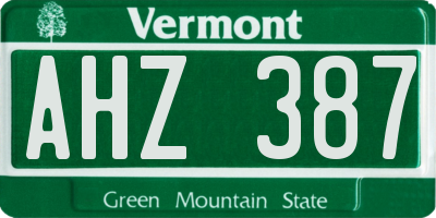 VT license plate AHZ387