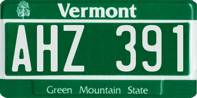 VT license plate AHZ391