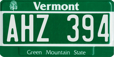 VT license plate AHZ394