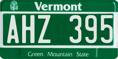 VT license plate AHZ395
