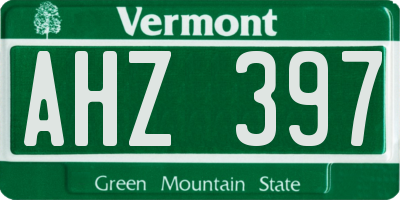 VT license plate AHZ397