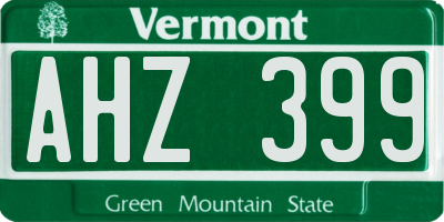 VT license plate AHZ399