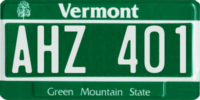 VT license plate AHZ401