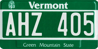 VT license plate AHZ405