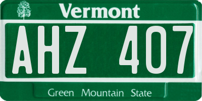 VT license plate AHZ407