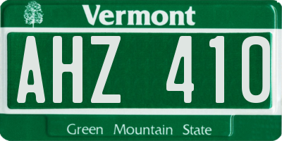 VT license plate AHZ410