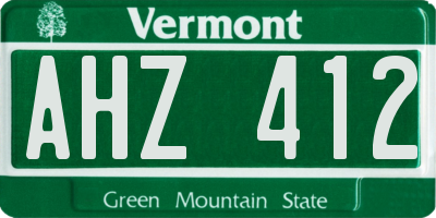 VT license plate AHZ412