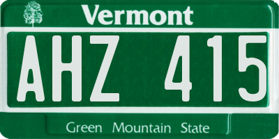 VT license plate AHZ415