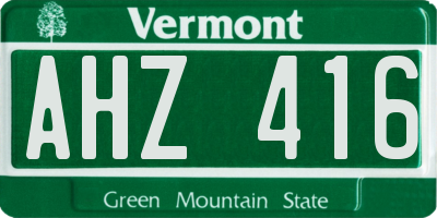 VT license plate AHZ416