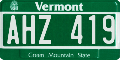 VT license plate AHZ419