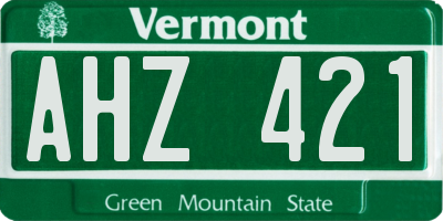 VT license plate AHZ421