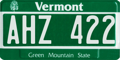VT license plate AHZ422
