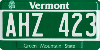 VT license plate AHZ423