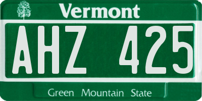 VT license plate AHZ425