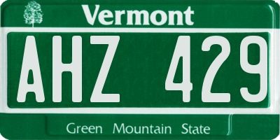 VT license plate AHZ429