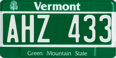 VT license plate AHZ433
